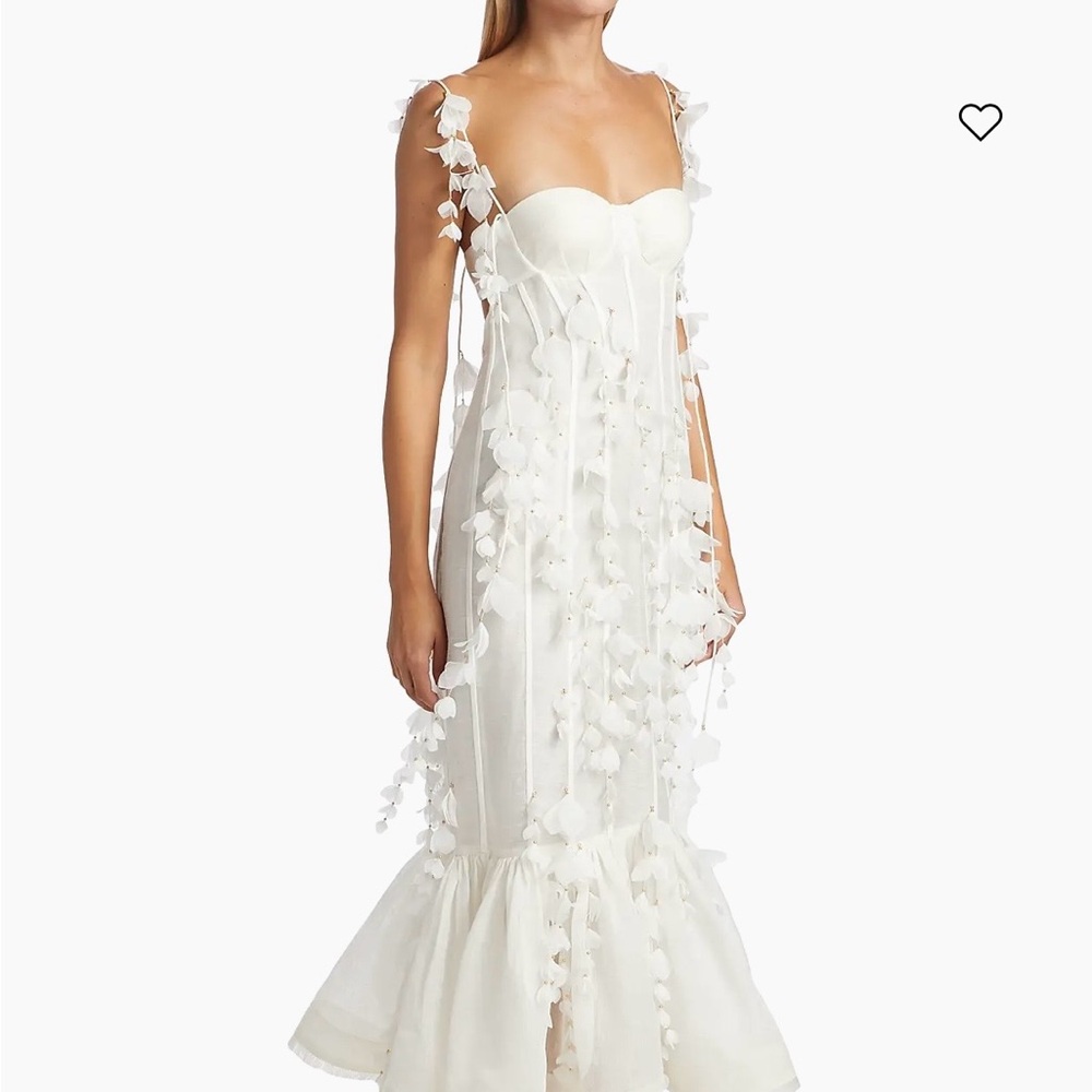 Zimmermann Petal Appliqué Linen-Silk Corset Gown